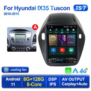 CAR DVD Radio Multimedia 2 Din Player Navigation Android voor Hyundai IX35 Tucson 2009-2015 Tesla Style 9,7 inch scherm CarPlay Stereo Head Unit