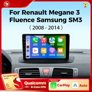 CAR DVD Radio Multimedia Play voor Renault Megane 3 Fluence Samsung SM3 2008-2014 Android 12 Wireless CarPlay DSP 48EQ 2 DIN