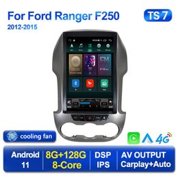 CAR DVD Radio Multimedia Player Android 11 voor Ford Ranger F250 2011-2015 Tesla Style CarPlay GPS Navigation Head Unit Stereo 2Din