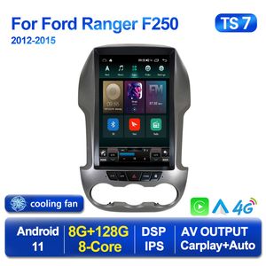 CAR DVD Radio Multimedia Player Android 11 voor Ford Ranger F250 2011-2015 Tesla Style CarPlay GPS Navigation Head Unit Stereo 2Din