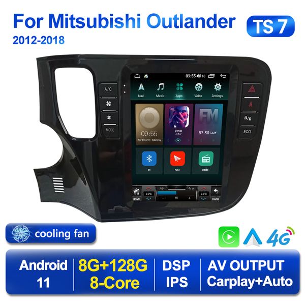 Reproductor Multimedia de Radio y DVD para coche Android 11 para Mitsubishi Outlander 3 GF0W GG0W 2012-2018 estilo Tesla Carplay navegación GPS estéreo