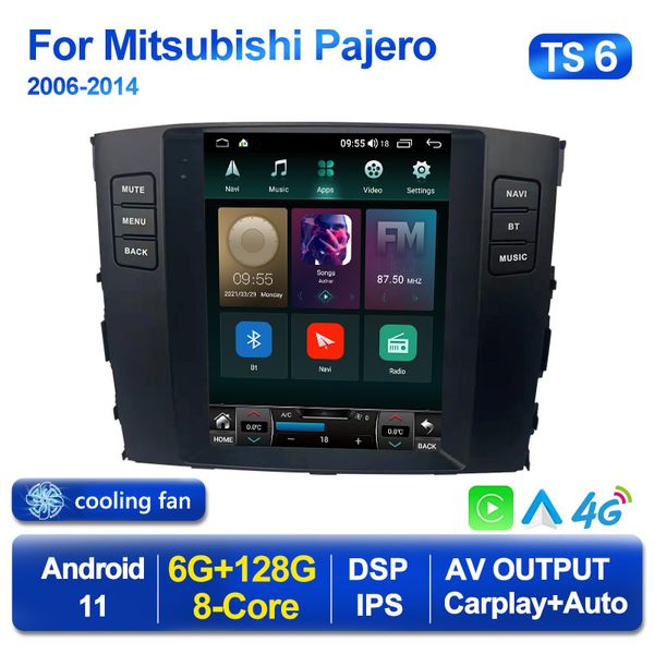 Lecteur multimédia radio Dvd de voiture Android 11 pour Mitsubishi Pajero 2006-2014 Tesla Style Carplay GPS unité principale de Navigation stéréo 2din