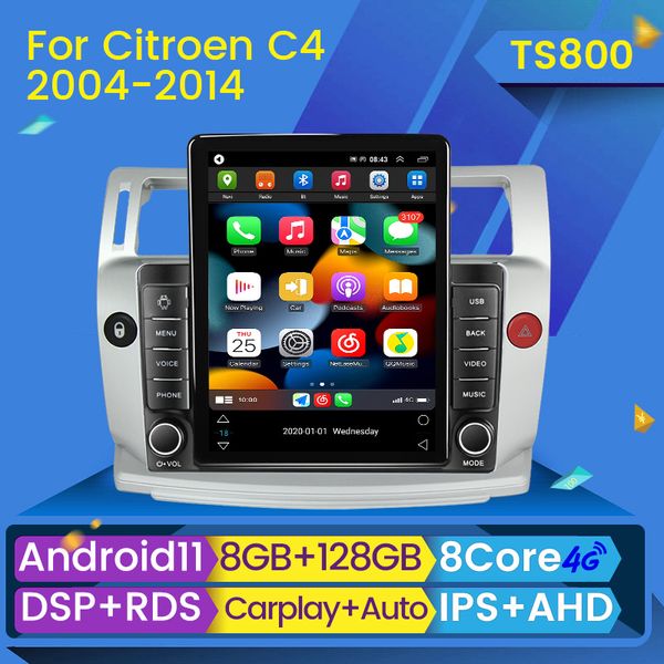 Reproductor Multimedia de Radio dvd para coche para Citroen C4 c-triomphe Quatre 2004-2014 Carplay 2Din unidad principal de DVD altavoz estéreo Audio Android 11