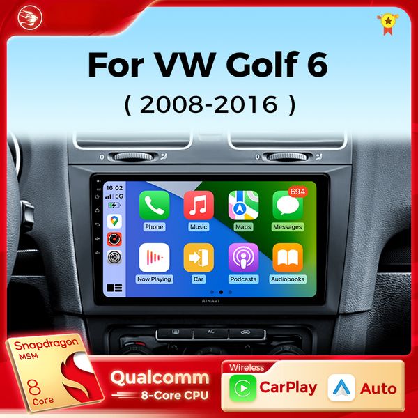 Radio de radio DVD de automóvil Player Multimedia para Volkswagen VW Golf 6 Mk6 2008-2016 CARPlay Android Auto Radio 4G Navigation DSP 48EQ 2DIN