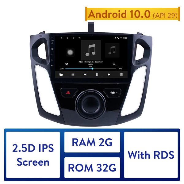 Unité principale de lecteur multimédia Radio dvd de voiture pour Ford Focus 2011-2015 GPS Navigayion 9 pouces Android 10.0 2.5D IPS écran