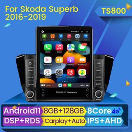 Car DVD Radio Radio Multimedia Player Android pour Skoda Superb 3 2015-2019 Tesla Type Navigation GPS Stéréo