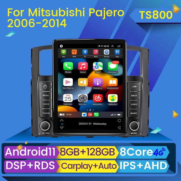 Coche dvd Radio Multimedia reproductor de vídeo Carplay para Mitsubishi Pajero 4 V80 V90 2006-2014 navegación GPS estéreo No 2din 2 din