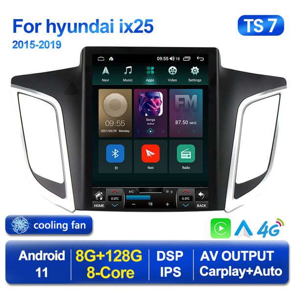 Reproductor de vídeo Multimedia Radio Dvd para coche para Hyundai Creta IX25 2015-2019 para pantalla estilo Tesla navegación GPS Android 2 DIN