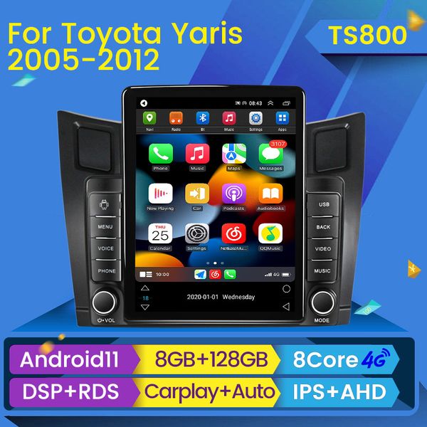 Lecteur vidéo multimédia Radio Dvd de voiture pour Toyota Yaris XP90 2005 - 2012 Style Tesla GPS Android BT No 2din 2 Din Dvd