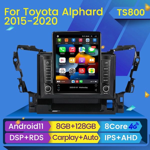 Reproductor Multimedia de vídeo y Radio DVD para coche para Toyota Alphard H30 2015-2020 estilo Tesla navegación GPS BT Android 11 No 2din dvd