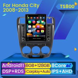 Voiture dvd Radio Stéréo 2 Din Lecteur Android Auto Audio GPS Navi Multimédia pour Honda City 2008-2013 Tesla Style Carplay BT