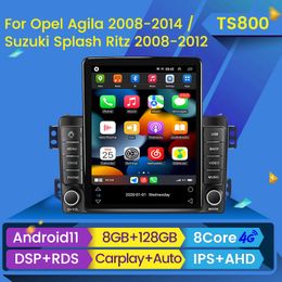 CAR DVD Radio Stereo 2 Din Player voor Suzuki Splash Ritz Opel Agila 2008-2012 Tesla Style Android 11 Autoradio GPS Navi Multimedia