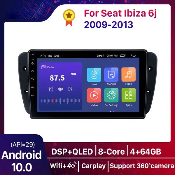 Reproductor estéreo de Radio DVD para coche para SEAT IBIZA 2008-2015 navegación GPS Video Multimedia 9 pulgadas 2 din DSP Android 10,0 2 + 32G