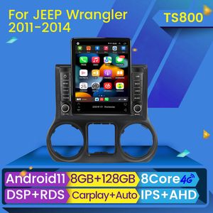 Voiture dvd Radio vidéo stéréo GPS lecteur multimédia Carplay Android 11 pour Jeep Wrangler 3 JK 2011-2016 Tesla Style BT 2din DSP