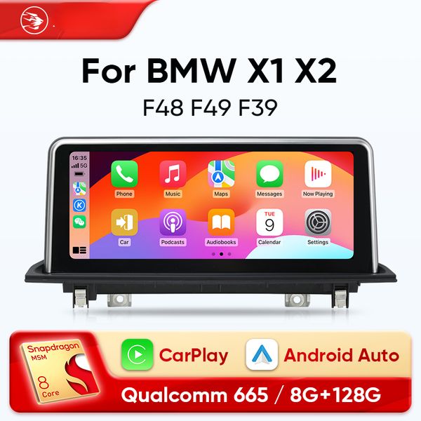 Voiture DVD Radio Wireless Carplay Android Auto pour BMW X1 X2 F48 F49 NBT ID6 2016-2020 Système Multimedia Player Navigation GPS