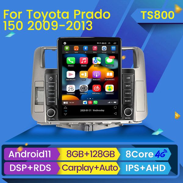 Reproductor de navegación GPS estéreo con dvd para coche, Radio Multimedia con Android para coche, para Toyota Land Cruiser Prado 150 2009-2013 Carplay