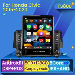 CAR DVD Videospeler Android 11 voor Honda Civic 2016-2019 Multimedia Stereo Navigation GPS Radio Audio CarPlay BT