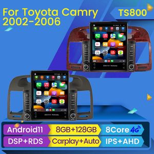 Voiture dvd vidéo Radio 2 Din lecteur Android 11 Bluetooth multimédia GPS pour Toyota Camry 2002-2006 Tesla Style