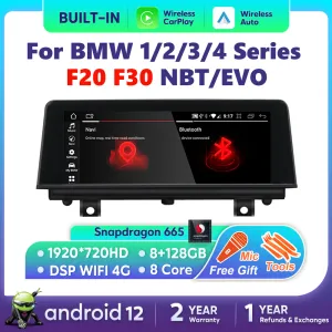 car dvd Wireless Carplay Android 12 For BMW F20 F30 F21 F22 F31 F32 F33 F34 F36 NBT EVO Multimedia Player Auto Radio Screen GPS Netflix