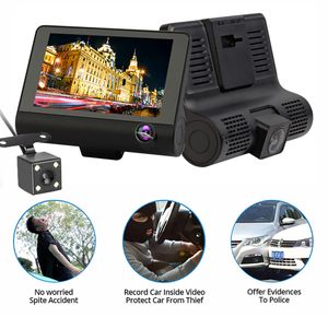 3 caméras DVR pour voiture, Full HD 1080P, double objectif, écran LCD 4.0 pouces, avec vue arrière à 170 degrés, enregistreur vidéo