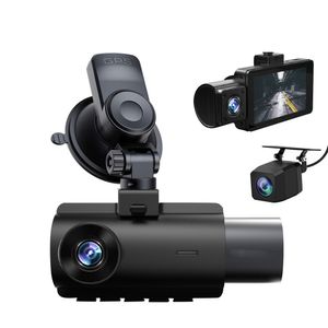CAR DVR 3 kanalen voor autovideo-recorder 1080p Nacht Vision Dual Dashcam met GPS G-Sensor 170 ° Wijdhoek DVR CAMERA MONITOR J08