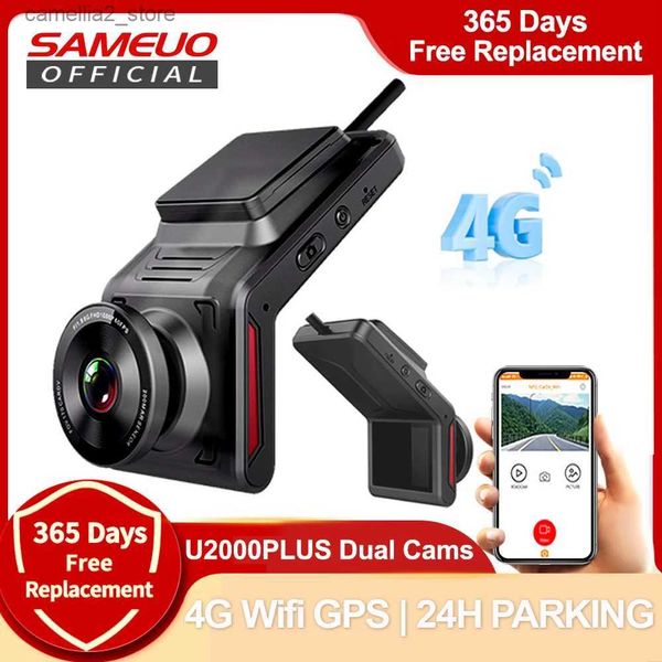 DVR de voiture 4G WiFi DashCam double objectif enregistreur GPS Support moniteur en direct à distance Auto vidéo Dash cam enregistrement 4G voiture cachée DVR U2000Plus caméra Q231115