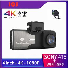 CAR DVR 4K 4 pulgadas DVR 38402160P Soporte de cámara de tablero WiFi GPS IMX415 Vista trasera Mini 1080p Recordadora de videos Video Park Monitorhkd230701