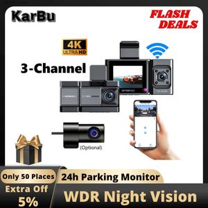 car dvr 4K Dash Cam 3 caméra pour voiture Dashcam Wifi 24h moniteur de stationnement Vision nocturne Dvr enregistreur vidéo avant et arrière Dvrs Mini Kamera Q231115