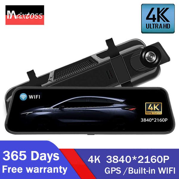 Coche dvr A 10 pulgadas 4K GPS WIFI Dvr Mirror Dash Cam Lente dual Dashcam Pantalla IPS Cámara Drive Recorder Stream Espejo retrovisorHKD230701