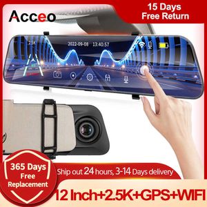 Auto dvr Acceo A38 25K DVR 12 Inch Touch IPS Achteruitkijkspiegel Dual Lens Dashcam Camera Videorecorder Ondersteuning Volledig schermHKD230701