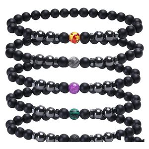 Coche DVR Tobilleras Hematita Magnética Mate Onyx Tobillera con cuentas 9 pulgadas Mujeres Strand Anti Hinchazón Terapia Pulsera de tobillo para curar Chakra Círculo DHVNQ