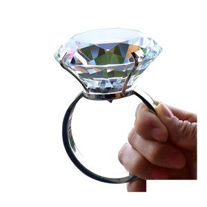 Voiture DVR Arts et artisanat Décoration de mariage 8 cm Verre de cristal Big Diamond Bague Proposition romantique Accessoires Accueil Ornements Cadeaux de fête Drop Delive Dhwmv