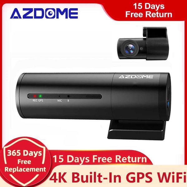 Voiture dvr AZDOME M300S 4K Dash Cam Caméra d'enregistrement UHD à double objectif DVR Vision nocturne WDR GPS intégré WiFi GSensor Motion DetectionHKD230701