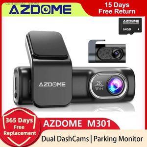 DVR de voiture AZDOME M301 2K Double Dashcams Dash Cam avant et arrière intégré WiFi Commande vocale Vision nocturne G-Sensor Moniteur de stationnement Q231115