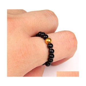 Auto DVR Bandringen Elastische ring voor vrouwen Men 4mm Natural Stone 7 Chakra's kralen rond Amethist Quartz Crystal Boheemse sieraden Drop levering Dhiht