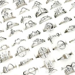 Auto DVR Bandringen mode 30 stks/pack hollowing sier heren en dames roestvrijstalen vinger ring mix stijl sieraden verloving ch dhjbm