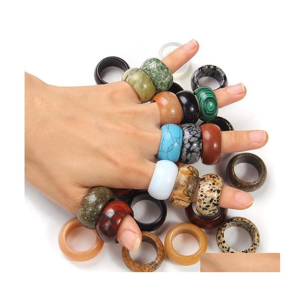 Bagues de bande de voiture DVR Largeur 1216 mm Bague en pierre de cristal naturel Aventurine Sodalite Agates rouges rondes minces pour femmes hommes bijoux cadeaux de fête D Dhtow