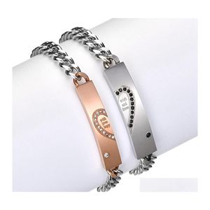 Auto DVR Bangle paar armbandcadeau voor zijn bijpassende roestvrijstalen liefdespuzzelset met zirkoon koningin haar king sieraden drop levering bracele dh3mf