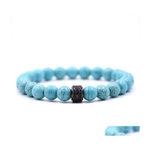 Strands de cuentas de DVR de automóvil 10 PC/JEJO DE MAYOR Joyería de moda mayorista Turquesa Howlite Matte Beads Pulsera 8 mm para hombres Mujeres Drop de entrega de caída BR DHCGE