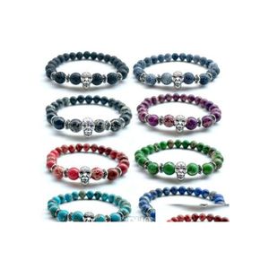 voiture dvr Brins de perles 10Pc / Set Vente en gros 8Mm Pierres précieuses naturelles perlées Cz Skl Bracelet Femmes Santé Indien Agate Pierre Perles Bracelet Pour Hommes Dhlpt