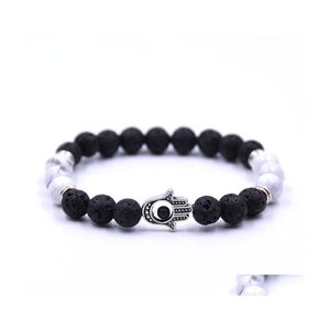 Auto DVR kralen strengen veel kleur natuursteen fatima hamsa hand heren heren armband zwarte matte lava chakra energie zomer sieraden drop levering dh0lc