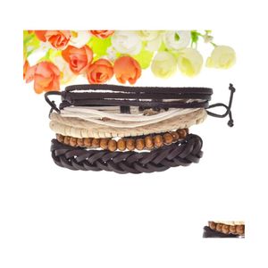 Auto DVR kralen strengen mtilayer kralen armband gemengd wrap lederen houten kralen set mannen en vrouwen verstelbare drop levering sieraden armbanden dhtxs