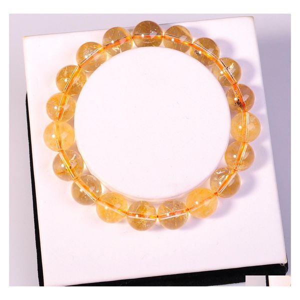 voiture dvr brins de perles en gros mode bijoux naturels citrine 10 mm perles rondes pierre semi-précieuse cristal gros bracelets rouges bracelets Dhyfg