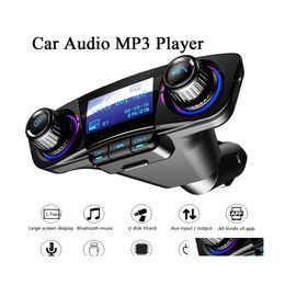 Auto DVR Bluetooth Car Kit FM Zender Wireless Hands Aux Modator MP3 Player TF Dual USB 2.1a Power On Off Display O Drop Delivery Mobiles Dhyi7