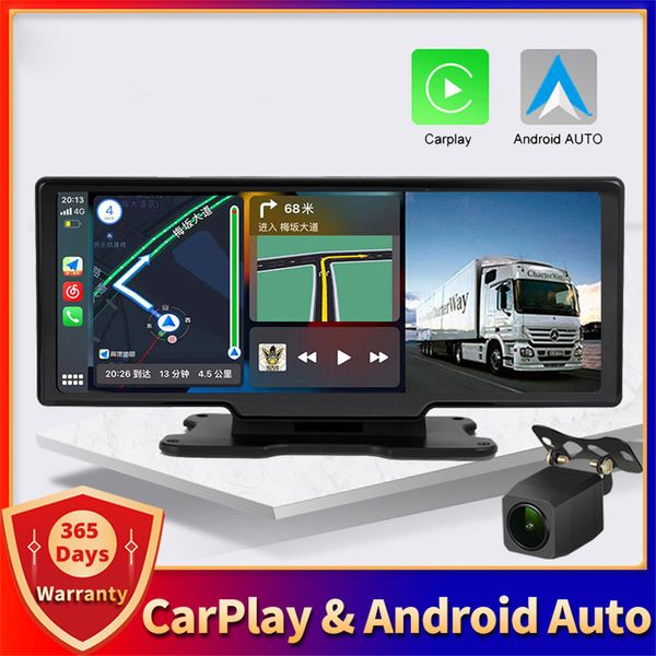 Cámara Dvr para salpicadero de coche Carplay Android Auto inalámbrico Miracast lente Dual 1080P grabadora de vídeo conexión WiFi navegación GPS DVR