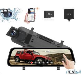 Coche Dvr Coche Dvrs 10 Dvr Cámara de espejo retrovisor 2.5K Dash Cam con Wifi Gps 32Gb Tarjeta frontal y 1080P Backup Drop Delivery Automóviles Dhkfd