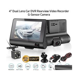 Auto DVR CAR DVRS 3 Camera's Lens 4,0 inch Touch SN DVR Video Recorder FHD 1080P Dash Camera Ondersteuning achteraanzicht Drop levering Mobiles Motorcycl Dhn8o