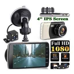 Auto DVR CAR DVR's 4 inch LCD SN Dash Cam Dual Lens HD 1080p Camera DVR VIVEUR VIDEO RECOSTER GSENSOR Parkeermonitor Ondersteuning 32G TF -kaart DRO DHKPJ