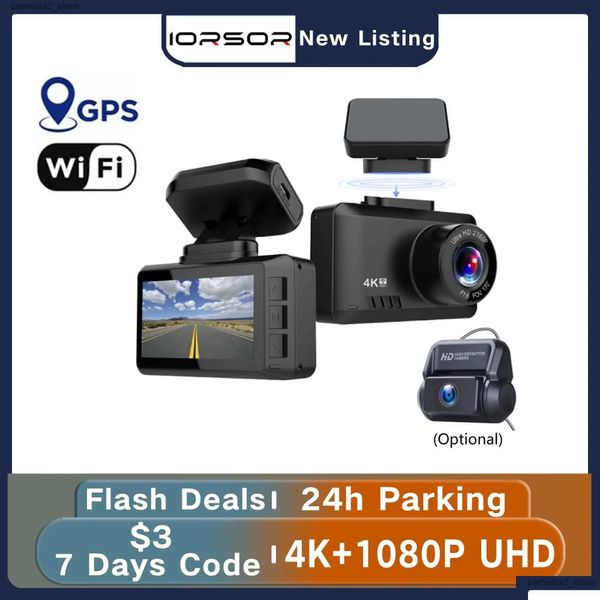 Car Dvr Car Dvrs Dvr Dashcam 4K Gps Wifi 24H Moniteur de stationnement Dash Cam pour caméra Mini Para Coche avant et arrière double enregistreur vidéo Otc4R