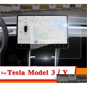 Auto DVR -autostickers 15 inch Tesla Model 3 Y 2021 Sn Tempered Glass Protector Film voor accessoires Navigator Touch Display HD Drop Deli DHXUW